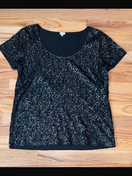 J. Crew Tops - J. Crew Black Short-Sleeve Sequin Tee